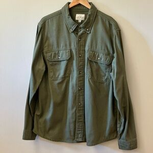 Lucky Brand Button-down Shirt Jacket Olive Green 100% Cotton Men’s XL EUC